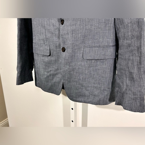 Banana Republic Slim Fit Linen-Blend Blazer 40R – Blue Textured Lightweight J - Picture 4 of 7